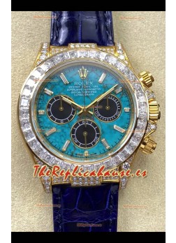 Reloj Rolex Daytona 126518LN de oro amarillo con esfera turquesa y MVMNT con volante de inercia variable, superclon