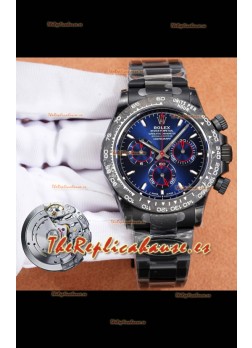 Reloj Rolex Daytona Blaken 4131 con movimiento y esfera azul, réplica de alta calidad