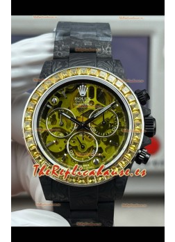 Reloj Rolex Daytona amarillo "Artisans De Genève - Poetry of Lights" con caja de carbono, réplica exacta
