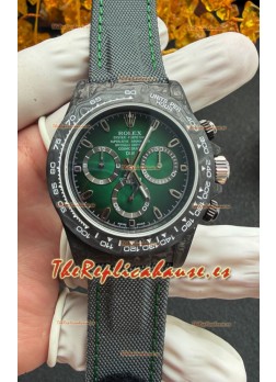 Reloj Rolex Daytona DiW negro con fibra de carbono y esfera verde, superclon