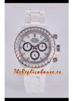 Reloj Rolex Daytona AET de cerámica blanca con esfera blanca y movimiento 4130, superclon