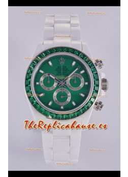 Reloj Rolex Daytona AET de cerámica blanca con esfera verde y movimiento 4130, superclon