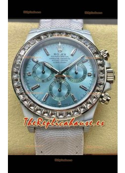 Reloj Rolex Daytona TPT con caja, esfera azul hielo y correa de nailon, réplica de alta calidad