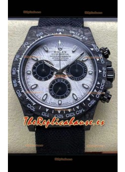 Reloj Rolex Daytona Superclon con esfera de meteorito y correa de nailon de fibra de carbono negra