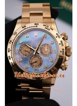 Reloj Rolex Daytona 116508 de oro amarillo con esfera de nácar y MVMNT con volante de inercia variable, superclon