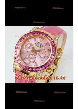 Reloj Rolex Daytona 116568 de oro amarillo, movimiento 4801, zafiros, esfera rosa, superclon