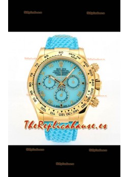 Reloj Rolex Daytona 116568 de oro amarillo con movimiento 4801 y esfera azul, réplica de alta calidad