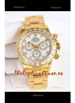 Reloj Rolex Daytona 116519 Superclon de oro amarillo con esfera de perlas blancas
