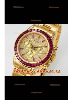 Reloj Rolex Daytona 116519 de oro amarillo con diamantes y esfera, réplica perfecta