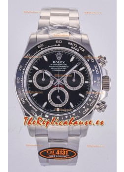 Reloj Rolex Daytona 126500 con esfera negra, marcadores de bastón y mecanismo MVMNT con volante de inercia variable, superclon