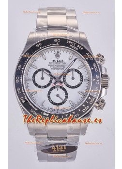 Reloj Rolex Daytona 126500 con esfera blanca, marcadores de bastón y mecanismo MVMNT con volante de inercia variable, superclon
