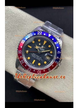 Reloj réplica suizo Rolex GMT Master 16750 Pepsi Patina Vintage Matte Dial