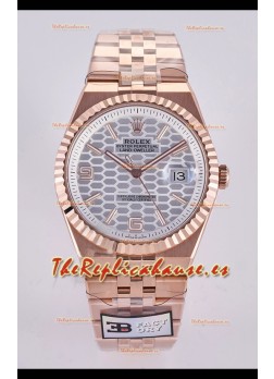 Reloj Rolex Land-Dweller 127336 de acero con esfera tipo panal y oro rosa de 40 mm, superclon