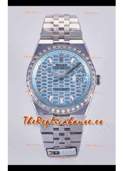 Reloj Rolex Land-Dweller 127336 Ice Blue Honeycomb Diamonds de 40 mm, réplica de alta calidad