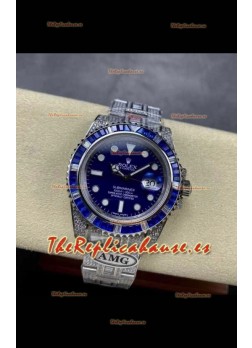 Reloj réplica suizo Rolex Submariner 116610 Iced Out Edition 20 con esfera azul