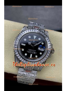 Reloj réplica suizo Rolex Submariner 116610 Iced Out Edition de 18 pulgadas con esfera negra