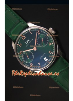 IWC Portugieser Swiss 1:1 Reloj Replica a Espejo Dial Verde, Caja en Acero