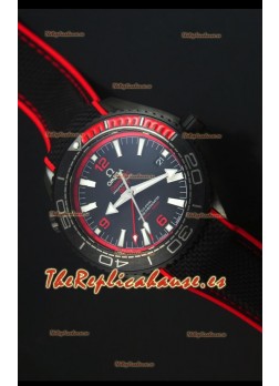 Omega Seamaster Planet Ocean Deep Black Red GMT Reloj Replica Suizo Edición 1:1