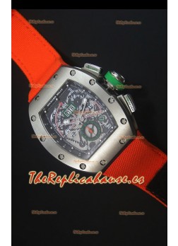 Richard Mille RM011 Filipe Massa Reloj Replica Suizo Caja en Titanio en correa de Nylon Naranja