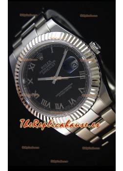 Rolex Datejust II 41MM Reloj Replica Suizo con Movimiento Cal.3136 Dial en color Negro, Numerales de Hora en Numeros Romanos