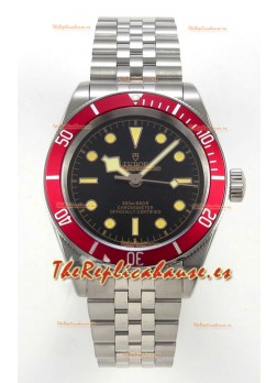 Reloj Tudor Black Bay 41 con esfera negra y bisel rojo, réplica súper fiel del Jubilee