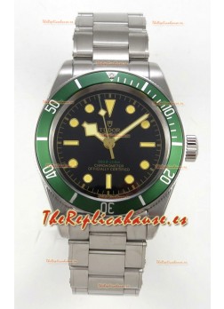 Reloj Tudor Black Bay 41 con esfera negra y bisel verde, réplica del Oyster Superclon