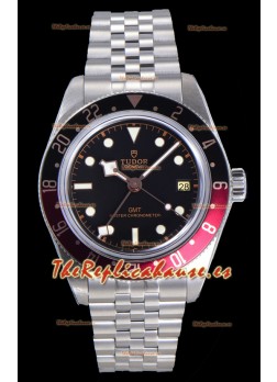 Reloj Tudor Black Bay GMT con esfera roja y bisel negro/rojo, superclon del Jubilee