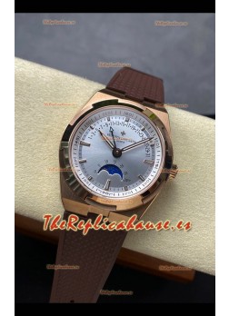 Reloj réplica suizo Vacheron Constantin Overseas True Moon Phase con esfera de acero y oro rosa