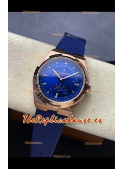 Reloj réplica suizo Vacheron Constantin Overseas True Moon Phase de oro rosa con esfera azul