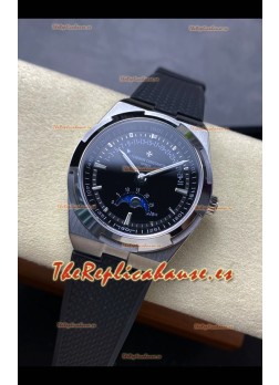 Reloj réplica suizo Vacheron Constantin Overseas True Moon Phase con caja de acero y esfera negra