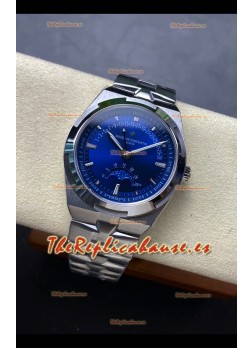 Reloj réplica suizo Vacheron Constantin Overseas True Moon Phase con esfera azul y caja de acero
