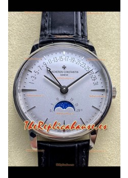Reloj réplica suizo Vacheron Constantin Patrimony Moonphase de acero inoxidable con esfera de acero
