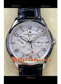 Reloj réplica suizo Vacheron Constantin Fiftysix Day-Date de acero inoxidable con esfera blanca