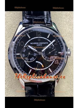 Reloj réplica suizo Vacheron Constantin Fiftysix Day-Date de acero inoxidable con esfera negra