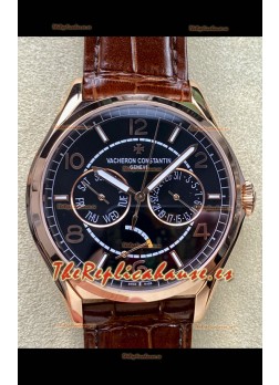 Reloj réplica suizo Vacheron Constantin Fiftysix Day-Date de oro rosa con esfera negra