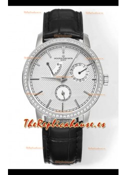  Vacheron Constantin Traditionnelle 83520Reloj superclon con diamantes y esfera blanca