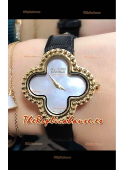 Reloj Van Cleef & Arpels Alhambra de oro amarillo con esfera de perlas