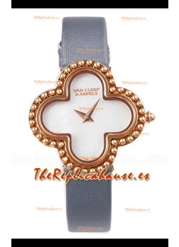 Reloj Van Cleef & Arpels Alhambra con correa gris en oro rosa
