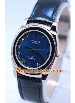 Rolex Celleni Cestello Reloj Suizo Señoras Romano todo Azul