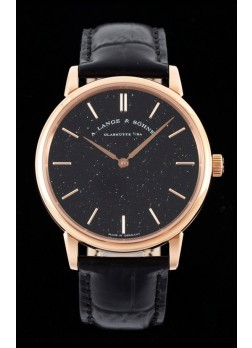 A.Lange & Sohne Saxonia Thin Reloj Réplica Suizo Caja en Oro Rosado Dial Negro Estrellado