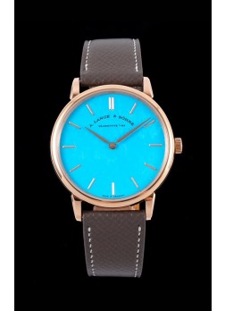 A.Lange & Sohne Saxonia Thin Reloj Réplica Suizo Caja en Oro Rosado Dial Azul Tiffany