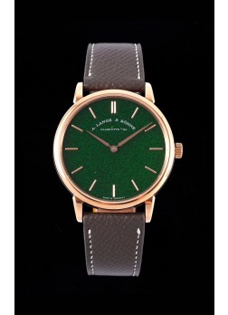 A.Lange & Sohne Saxonia Thin Reloj Réplica Suizo Caja en Oro Rosado Dial Verde Estrellada