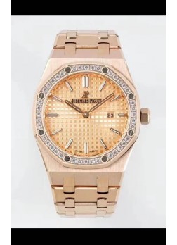 Audemars Piguet Royal Oak 33MM Caja Oro Rosado Dial Oro Reloj Réplica a Espejo 1:1