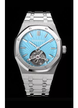 Audemars Piguet Royal Oak Tourbillon 41mm en Caja 904L - Dial de Tapicería Azul Tiffany Réplica Definitiva 1:1