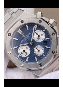 Audemars Piguet Royal Oak Chronograph Dial Azul Correa Acero Reloj Réplica Suiza