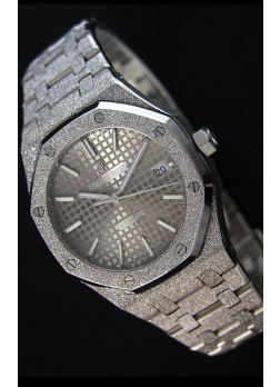 Audemars Piguet Royal Oak Frosted Reloj Réplica a Espejo 1:1 Oro Blanco de Cuerda Automática Dial Gris