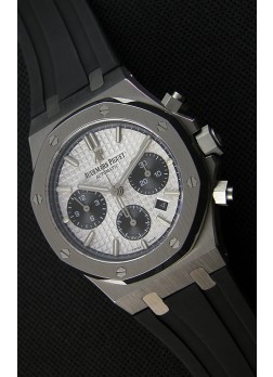 Audemars Piguet Royal Oak Reloj Réplica Suizo Cronógrafo Dial Blanco Correa de Goma