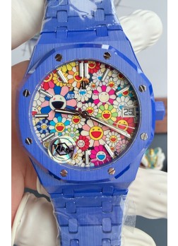 Reloj Audemars Piguet Super Clone Royal Oak de Cerámica Azul con Dial en Forma de Girasol