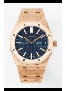 Audemars Piguet Royal Oak 15510OR 41MM Oro Rosado Dial Dorado Azul Super Clone Reloj Réplica