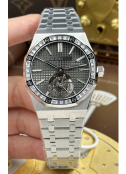 Reloj Audemars Piguet Super Clone Royal Oak con Tourbillon Flying Dial Gris de 41 mm.